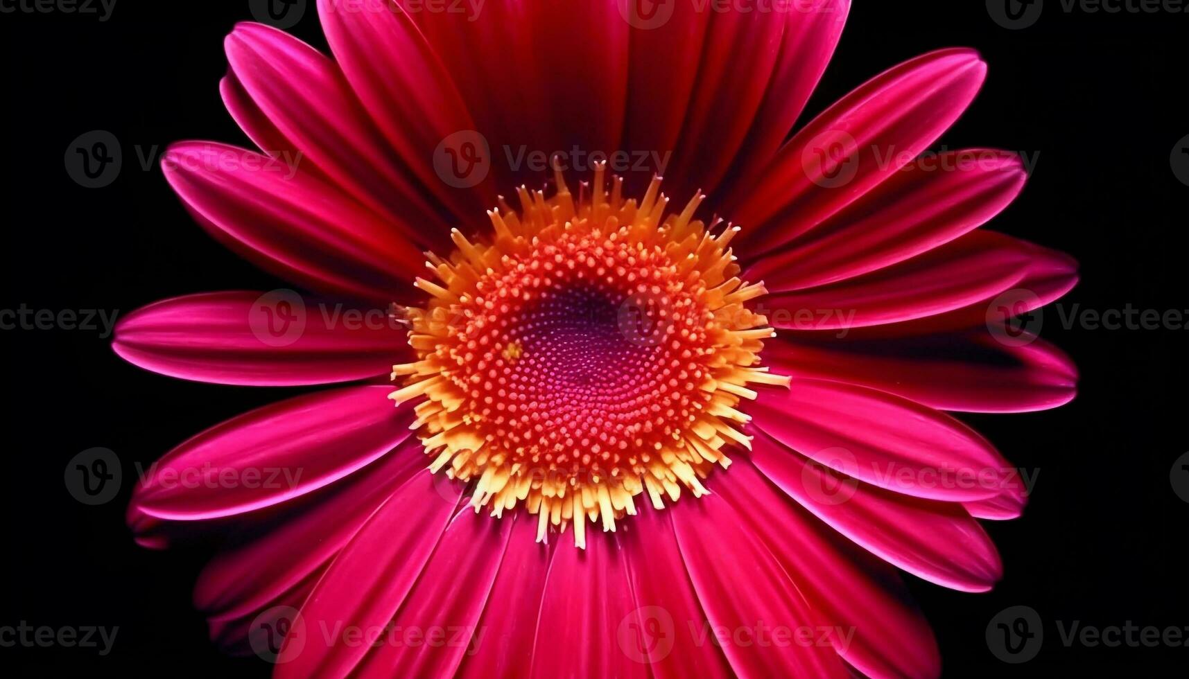 vivace gerbera margherita, singolo fiore, macro, nero sfondo, bellezza generato di ai foto