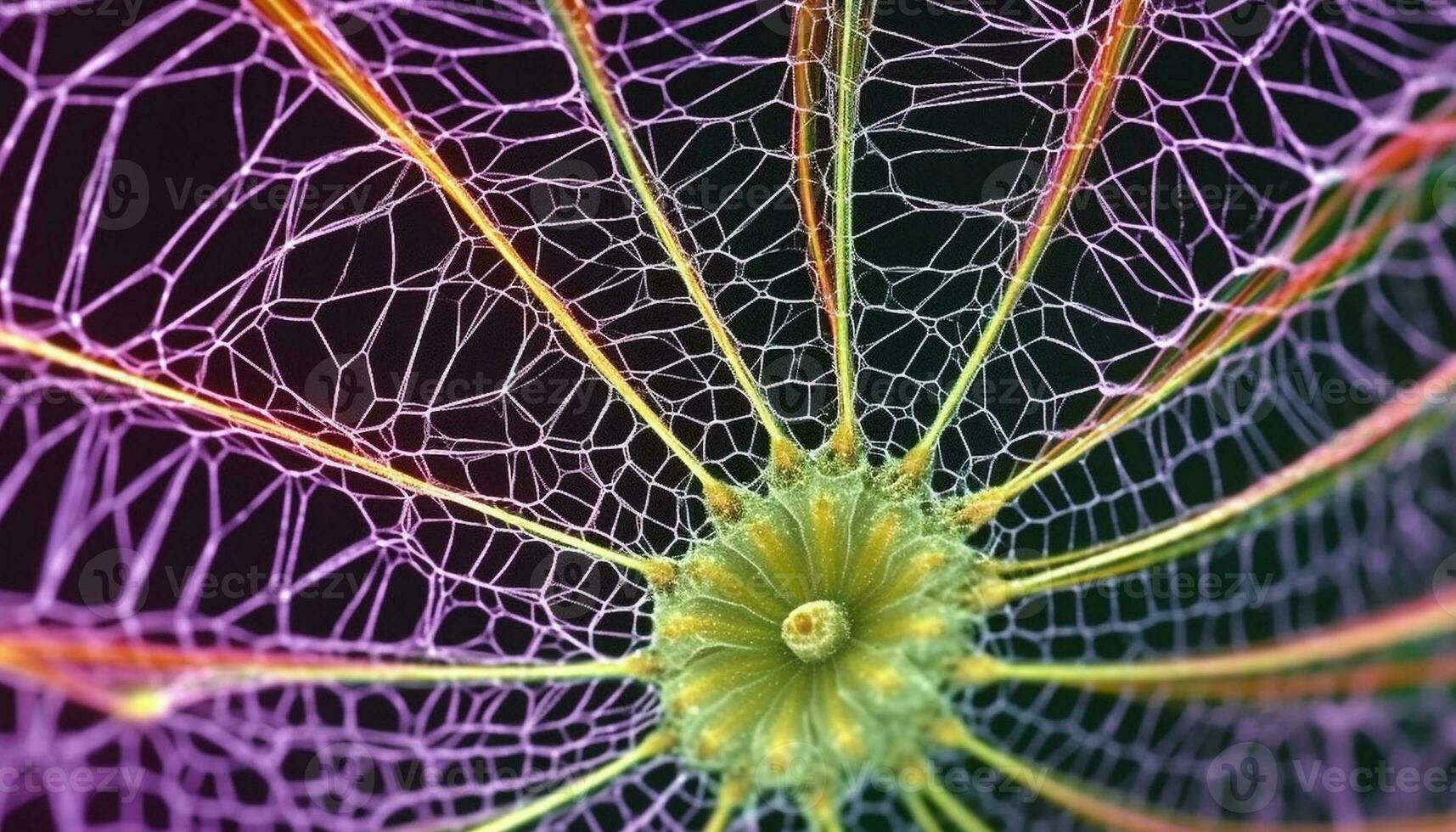 vivace ragno ragnatela nel estremo vicino su vetrine biologico frattale modello generato di ai foto