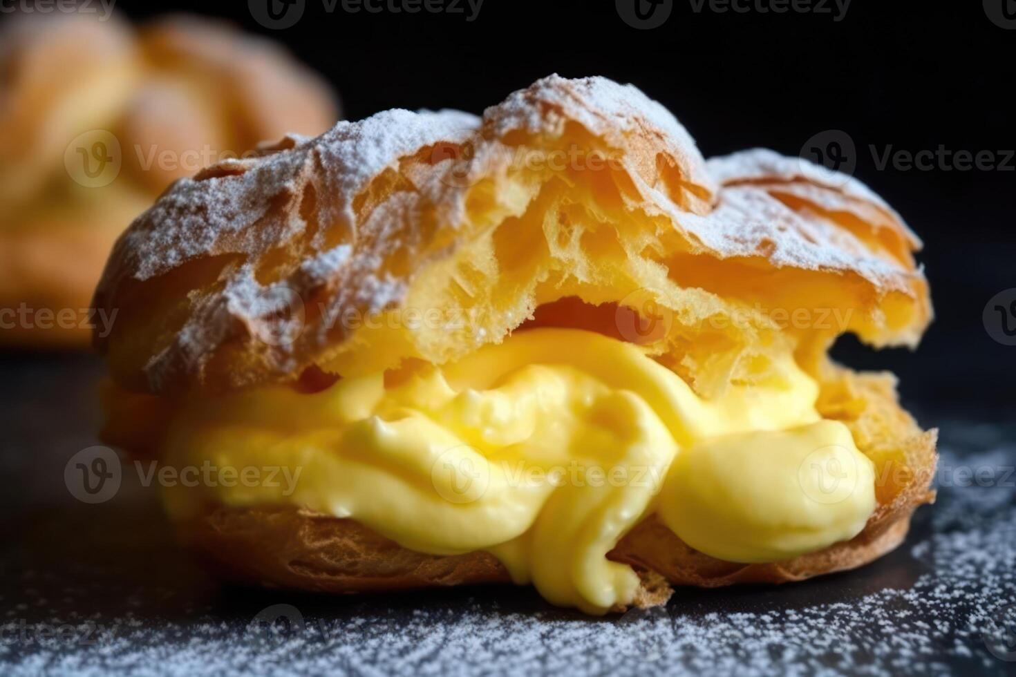 azione foto di choux Pasticcino è un' Impasto fatto con burro acqua Farina cibo fotografia generativo ai