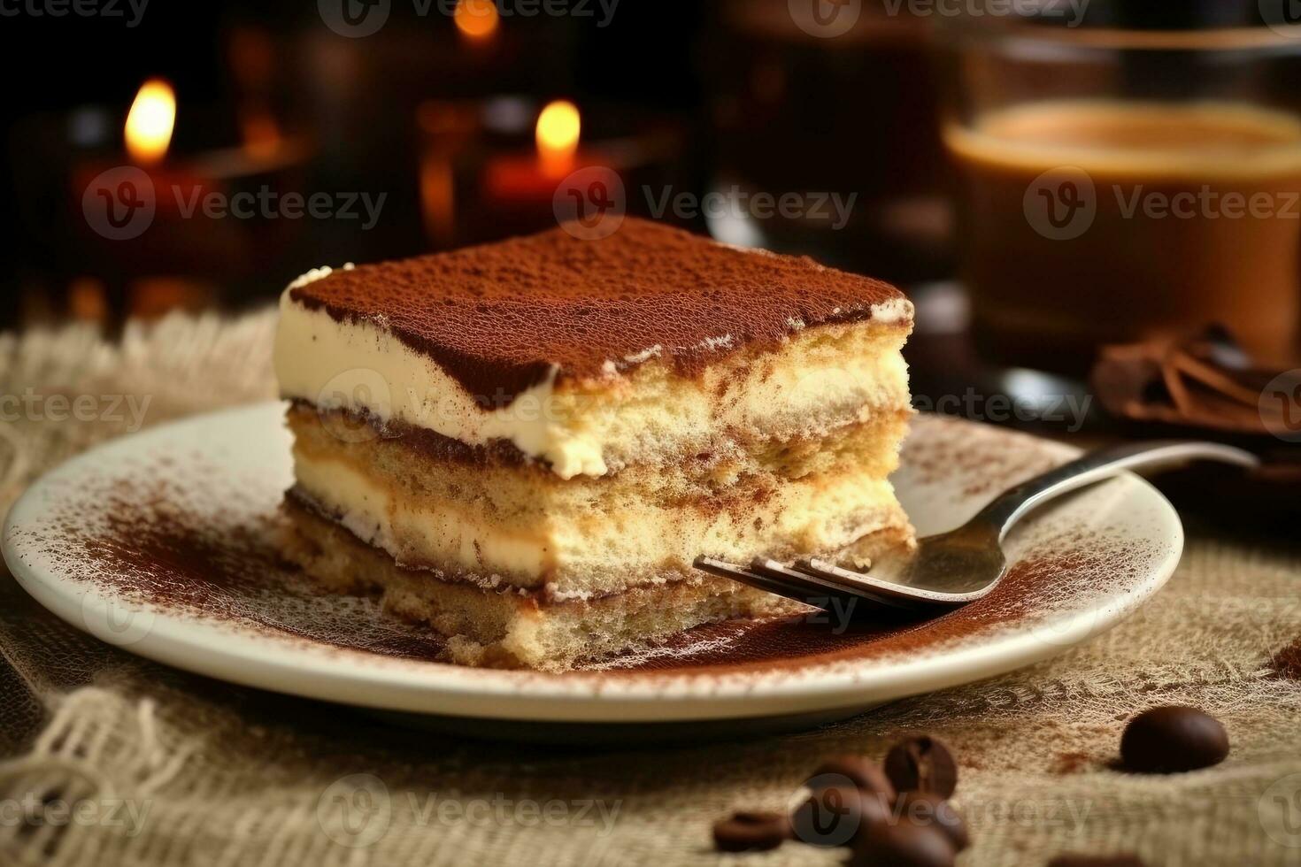 azione foto di Tiramisù cibo fotografia studio leggero ai generato