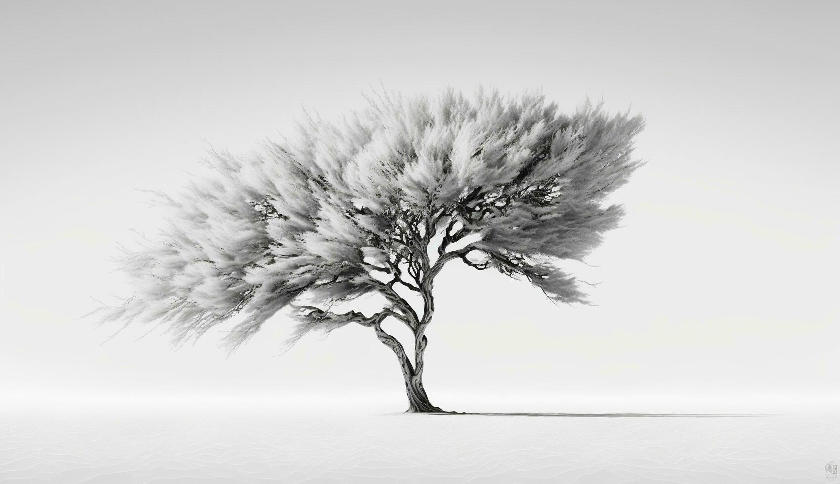 astratto sfondo con albero e piuma, ai generato foto