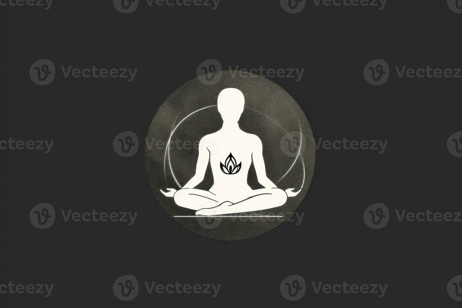 yoga logo nel un' cerchio su un' buio sfondo generativo ai foto