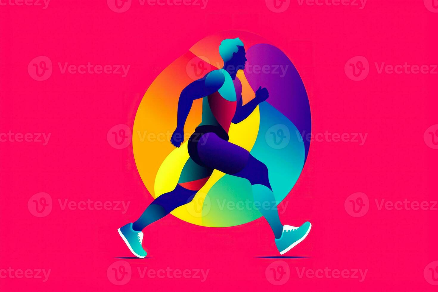 logotipo ragazza jogging su un' colorato sfondo, il concetto di gli sport, un' salutare stile di vita generativo ai foto