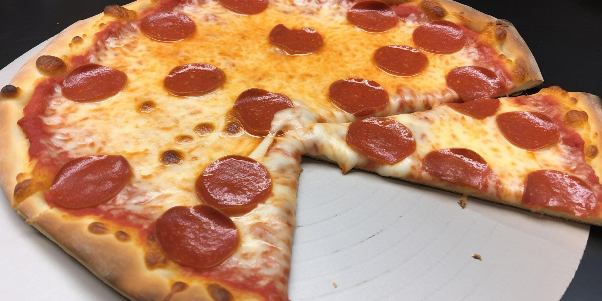un' Pizza con pomodori e olive ai generato foto