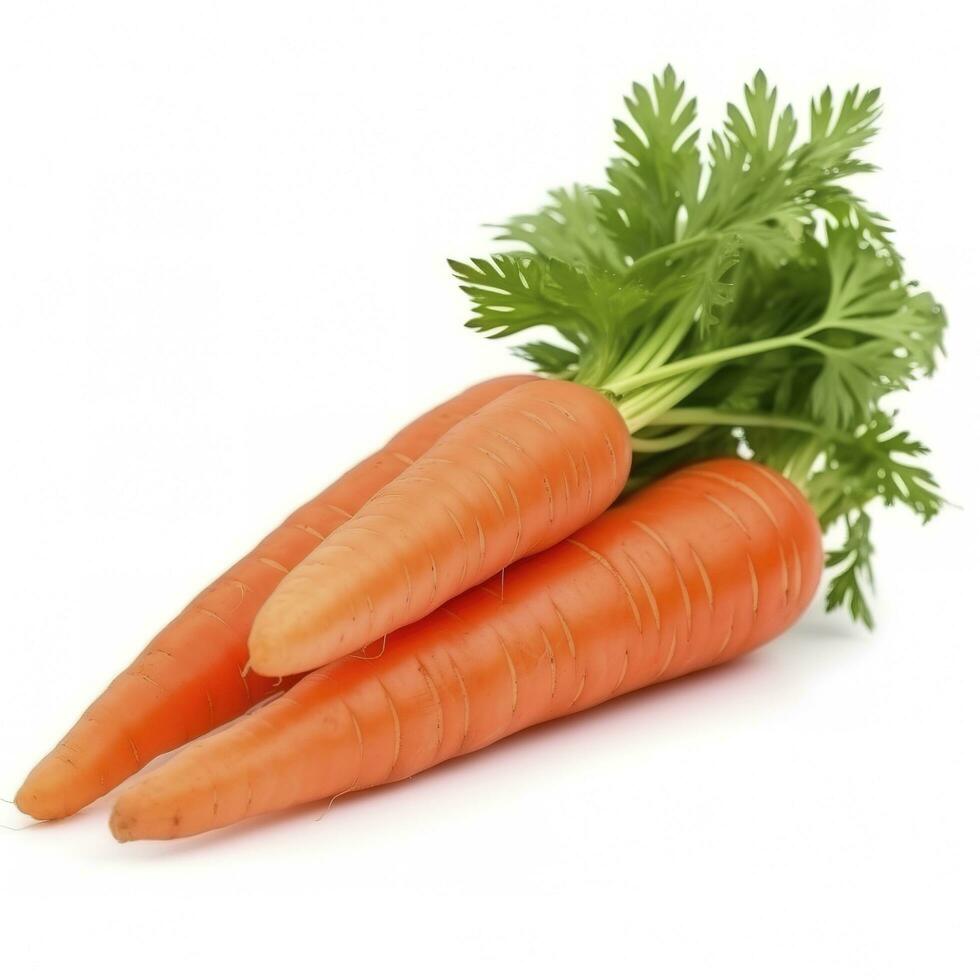 carota verdura con le foglie isolato su bianca sfondo, ritagliare, creare ai foto