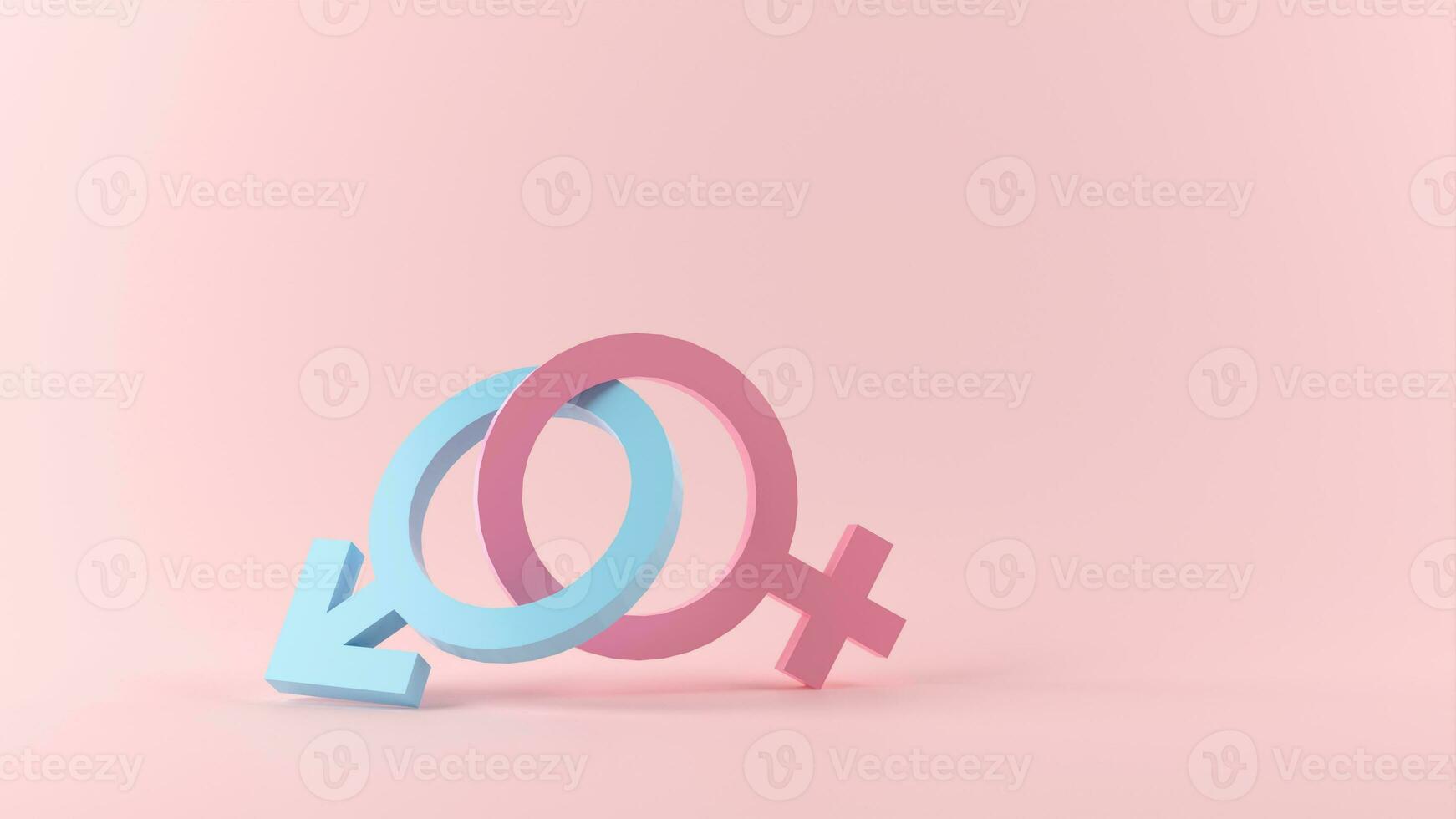 Genere simbolo icona o sessuale simboli su rosa sfondo. 3d rendere foto