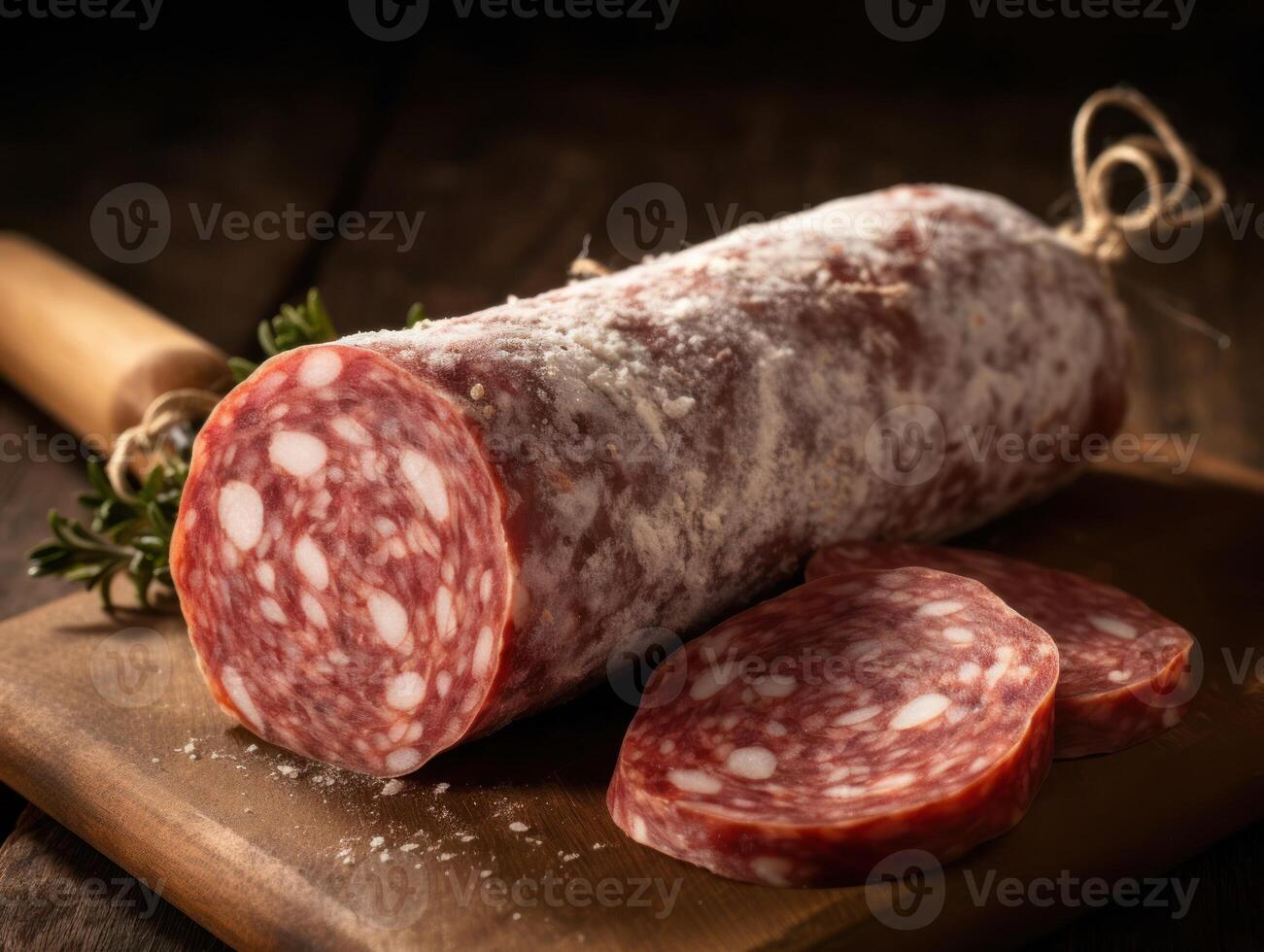 gastronomia salame salsiccia con bianca muffa fouet creato con generativo ai tecnologia foto