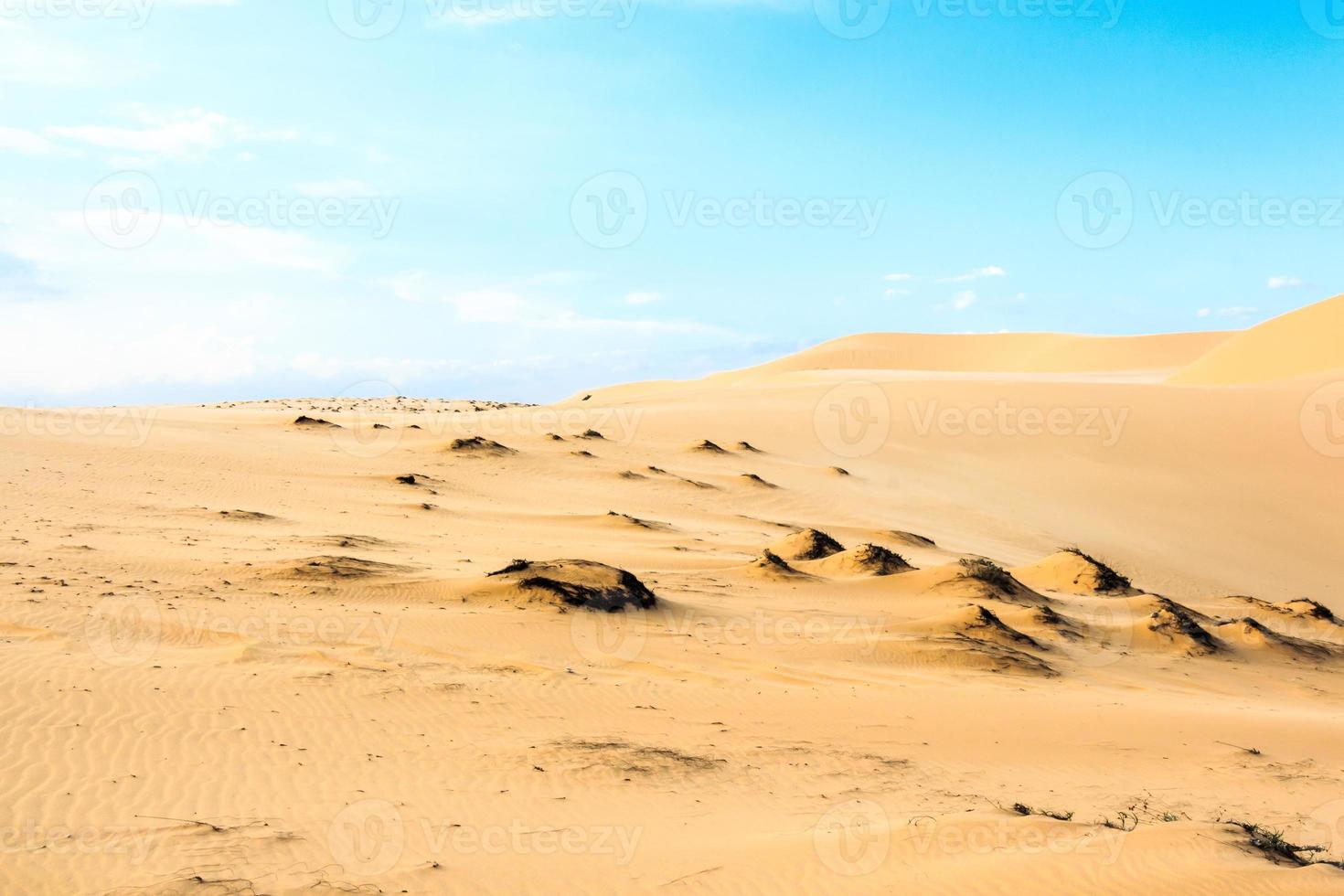 onda sul deserto e cielo blu mui ne duna di sabbia nel Vietnam del sud foto