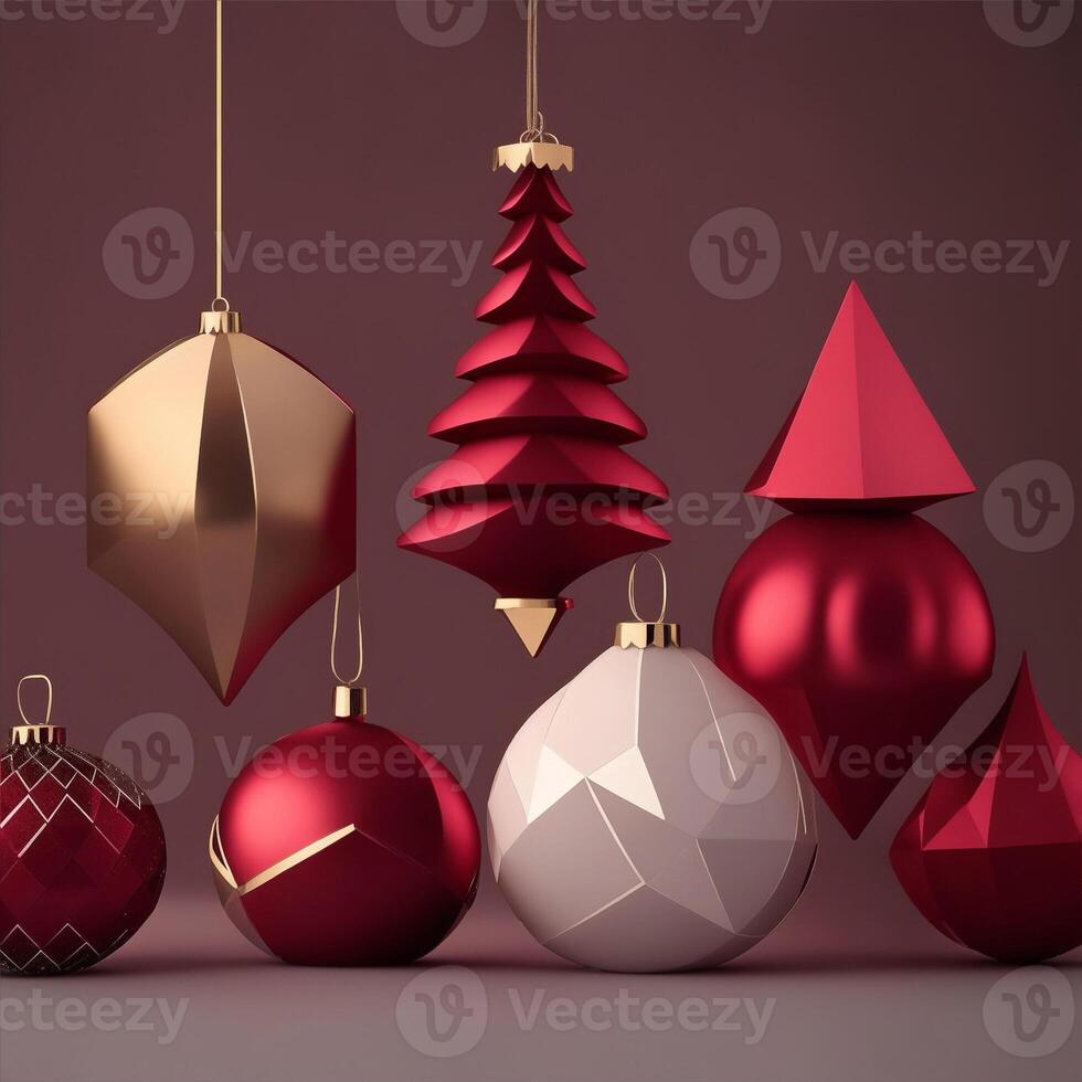 Natale ornamenti, geometrico forme, astratto forme, colore ornamenti. ai generato. foto