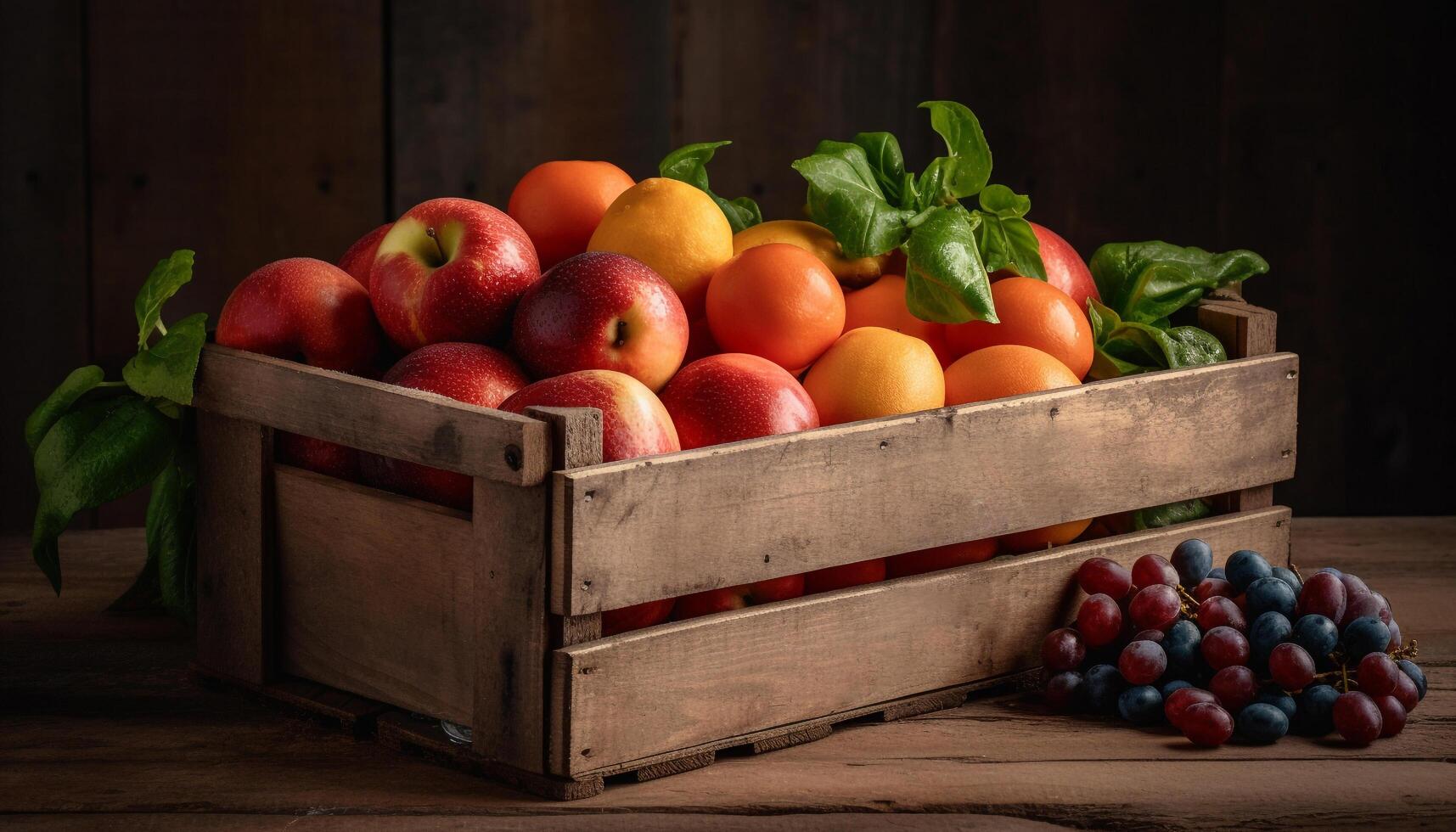 succoso frutta cassa, un' salutare vegetariano merenda generato di ai foto