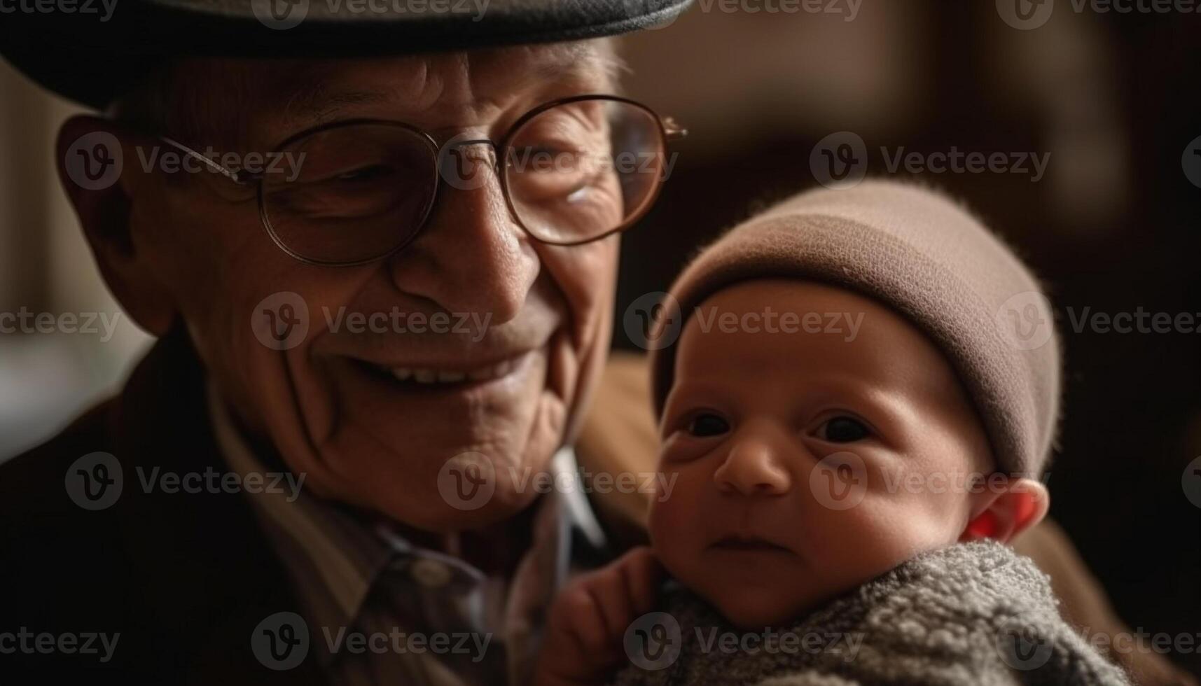 Multi generazione famiglia sorridente all'aperto, bonding con amore generato di ai foto