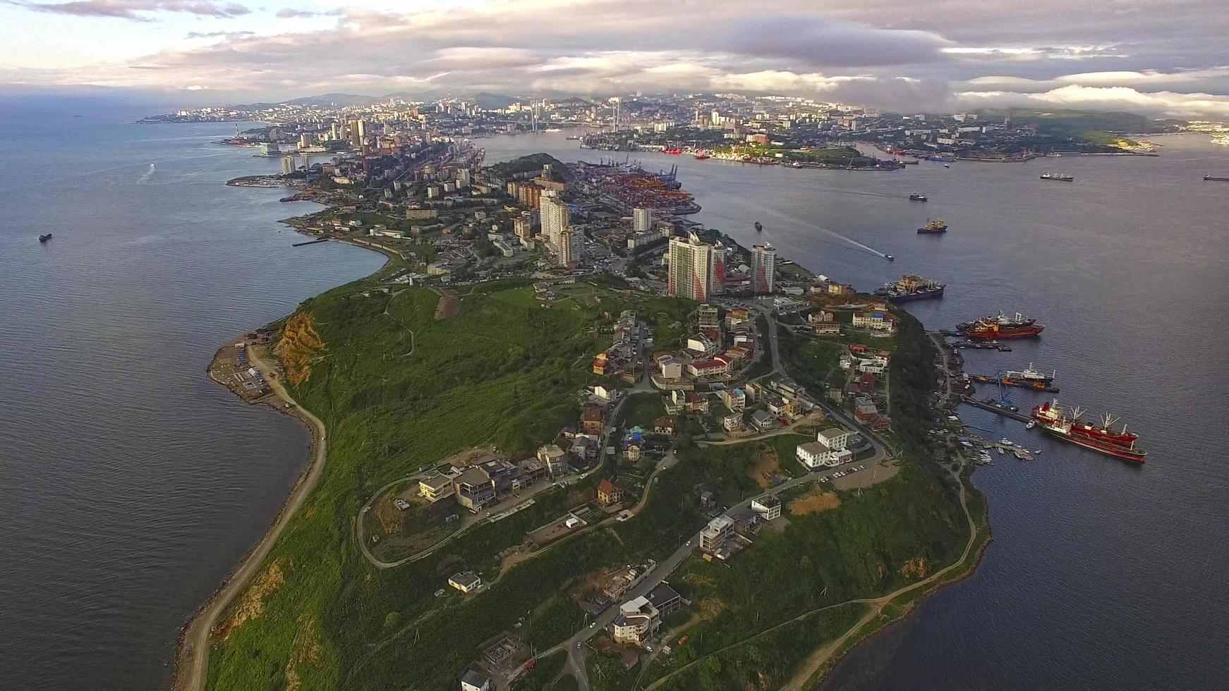 panoramica aerea del capo egersheld vladivostok foto