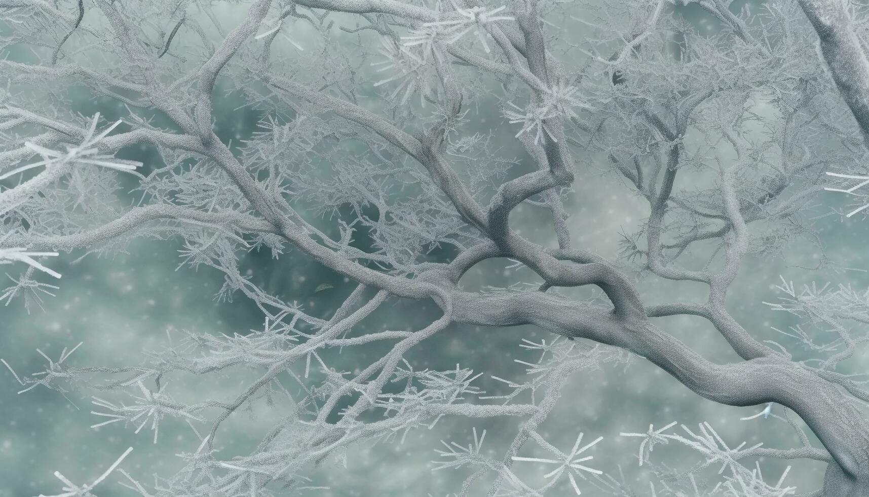 inverno foresta ramo con brina e neve su conifero albero generato di ai foto