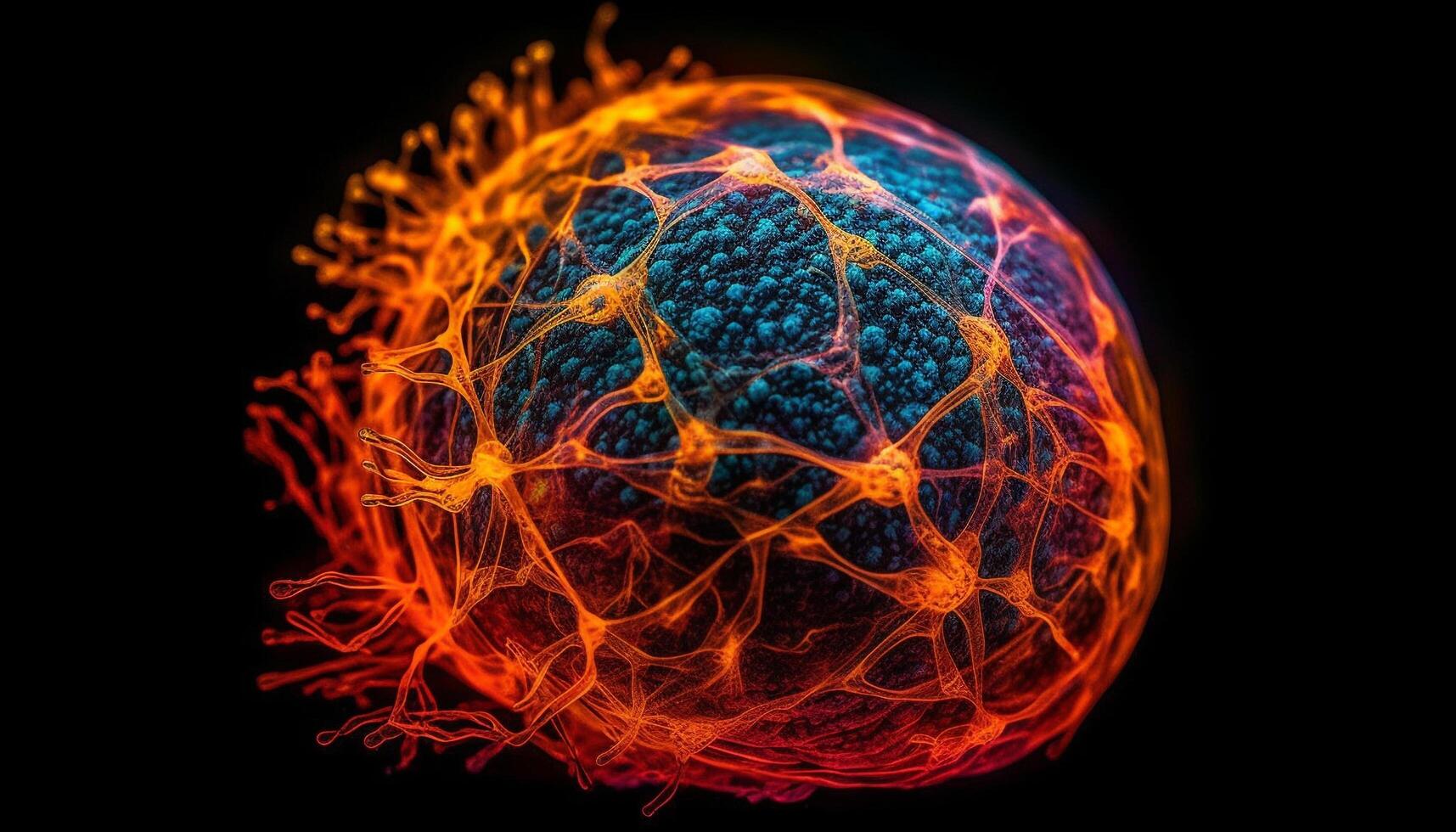 raggiante astratto biologia design maligno cancro cellula nuclei generato di ai foto