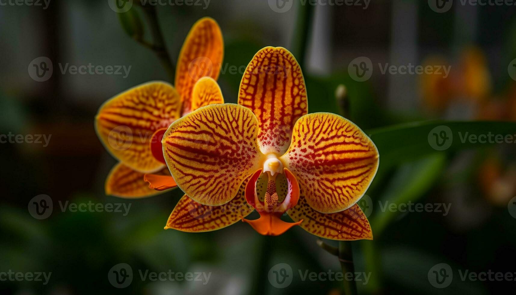 esotico falena orchidea fiori nel tropicale clima generato di ai foto