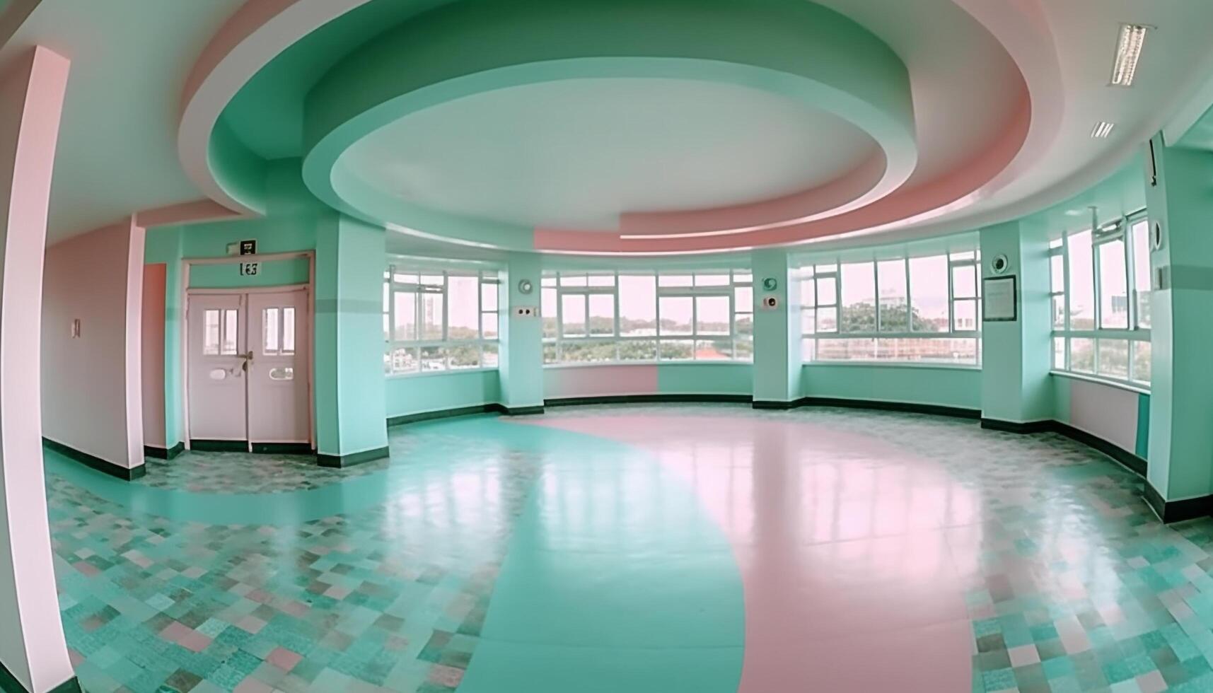 un' futuristico Ingresso sala con pulire, moderno design e riflessione generato di ai foto