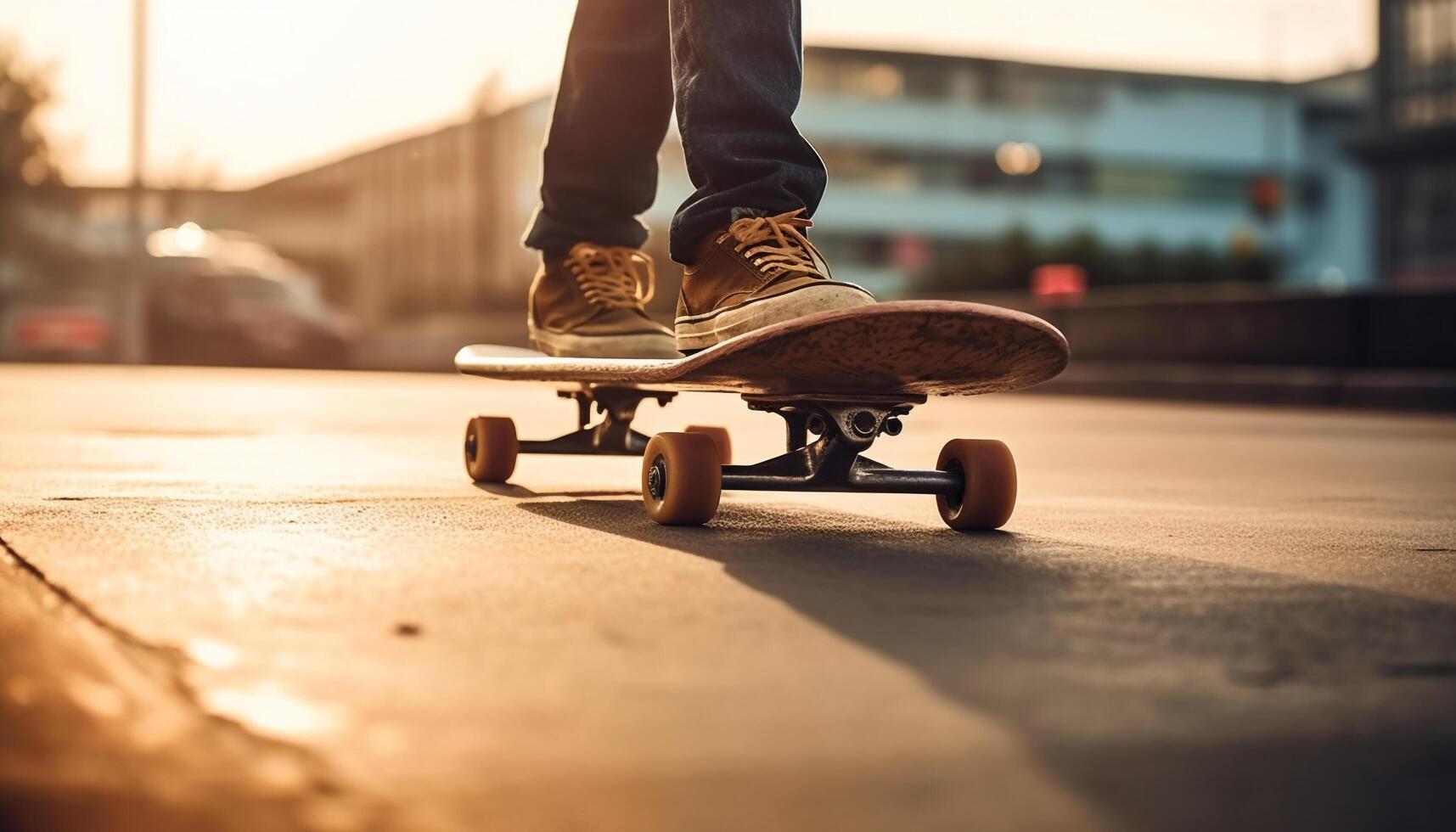 Cinese donna ollie skateboard a Alba, in mostra giovanile eleganza generato di ai foto