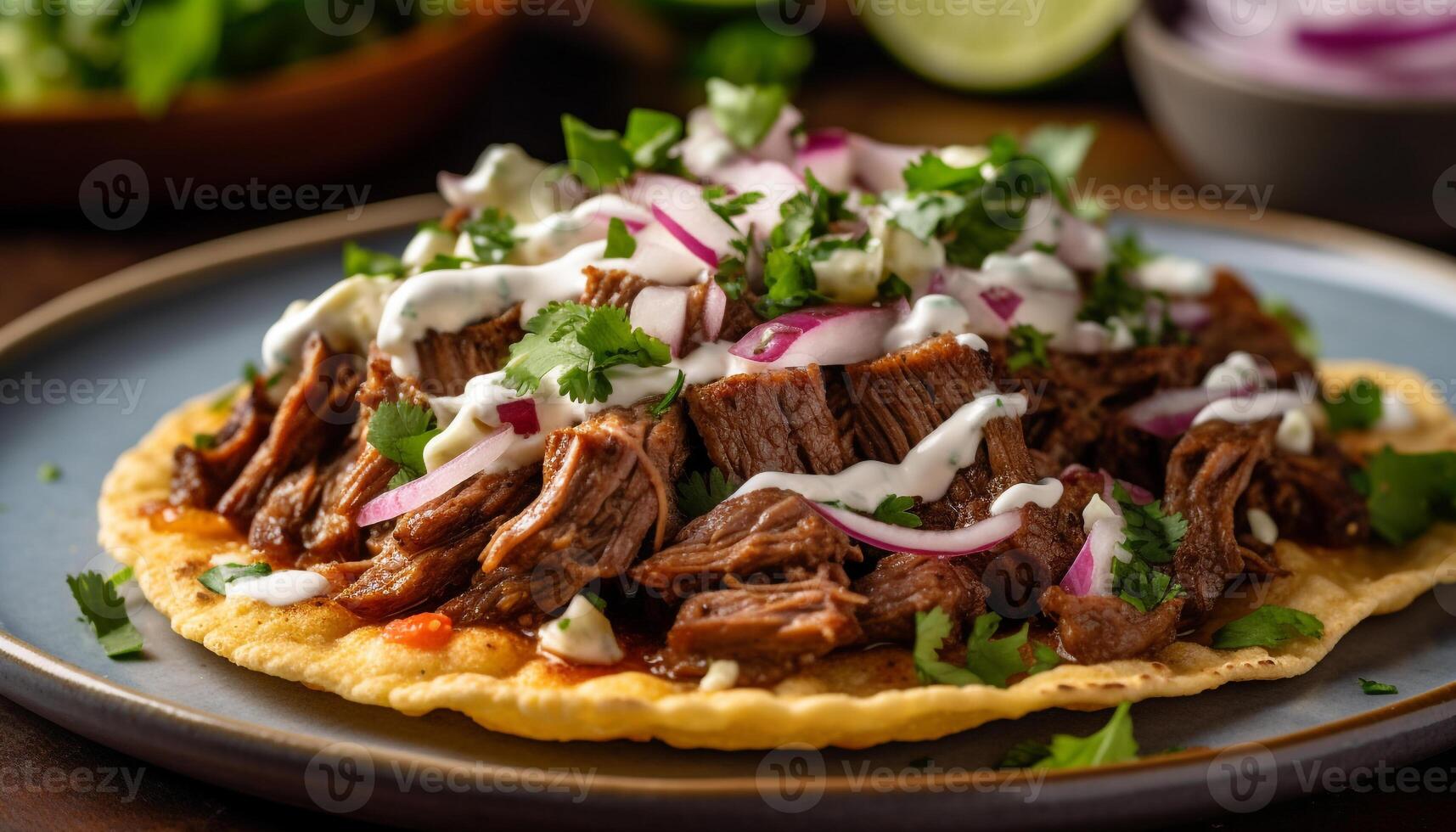 appena grigliato bistecca taco piatto con fatti in casa guacamole e salsa generato di ai foto