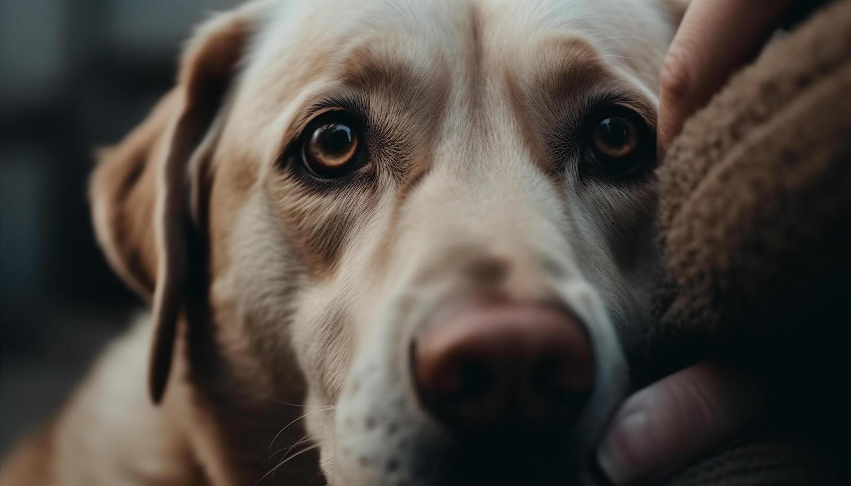 carino di razza cucciolo seduta all'aperto, guardare a telecamera con lealtà generato di ai foto