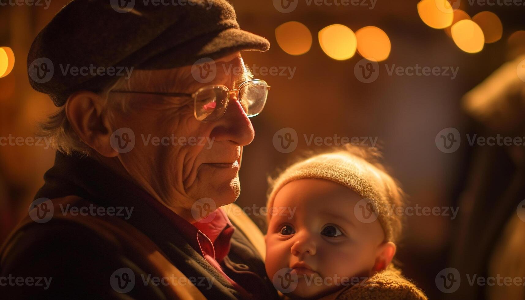 Multi generazione famiglia abbraccia all'aperto, sorridente con amore e felicità generato di ai foto