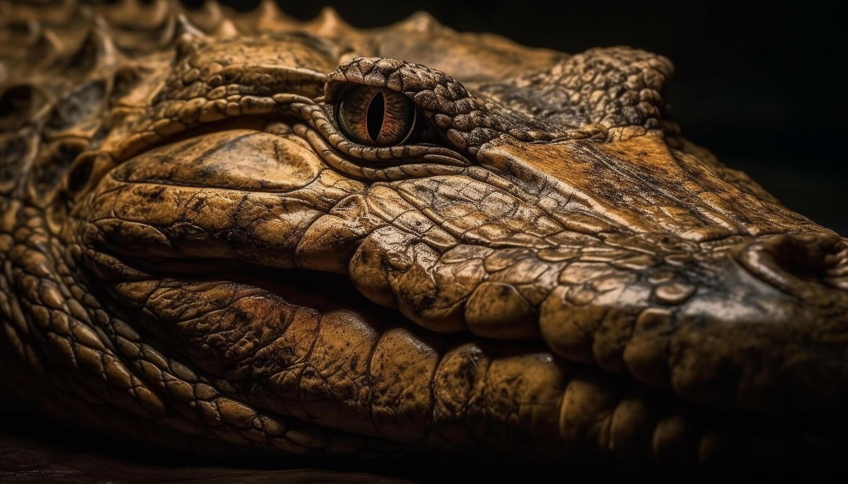 grande caimano pericoloso denti e bilancia nel tropicale africano palude generato di ai foto