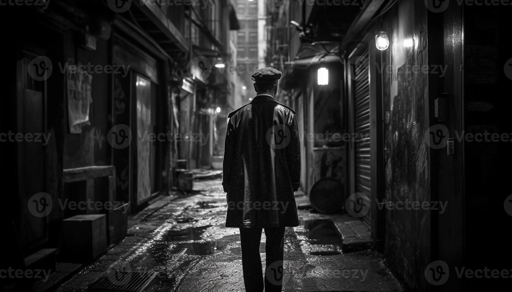 solitudine nel il città un' triste giovane uomo a piedi solo generato di ai foto