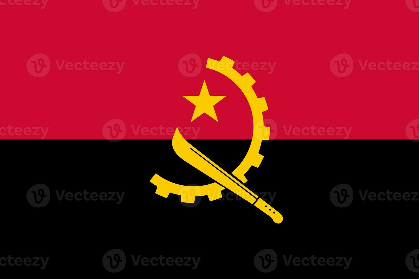 bandiera di repubblica di angola. il ufficiale colori e proporzioni siamo corretta. stato bandiera di repubblica di angola. repubblica di angola bandiera illustrazione. foto