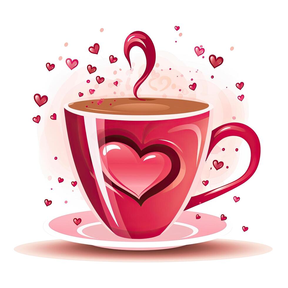 tazza di caffè con cuore. San Valentino giorno, caffè san valentino giorno clipart, ai generato foto