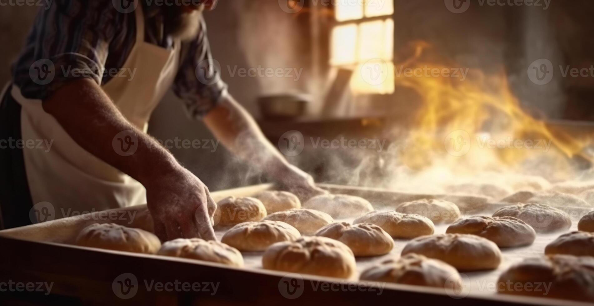 generativo ai, mani di panettiere nel ristorante o casa cucina, prepara ecologicamente naturale pasticcini foto