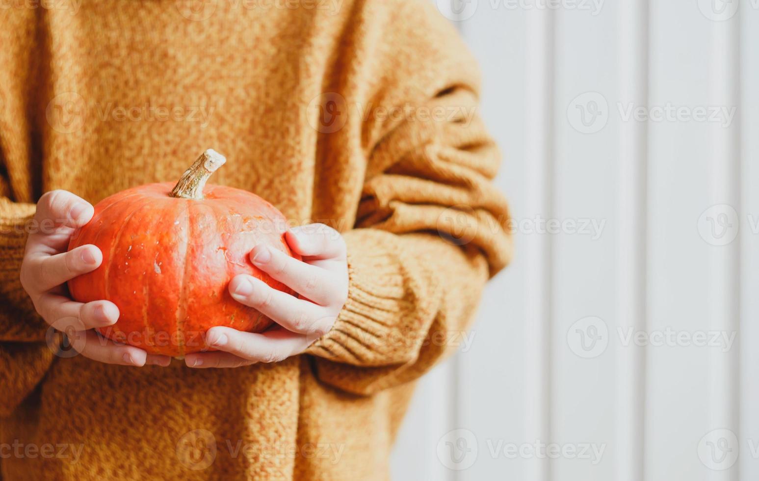 zucca nelle mani dei bambini foto