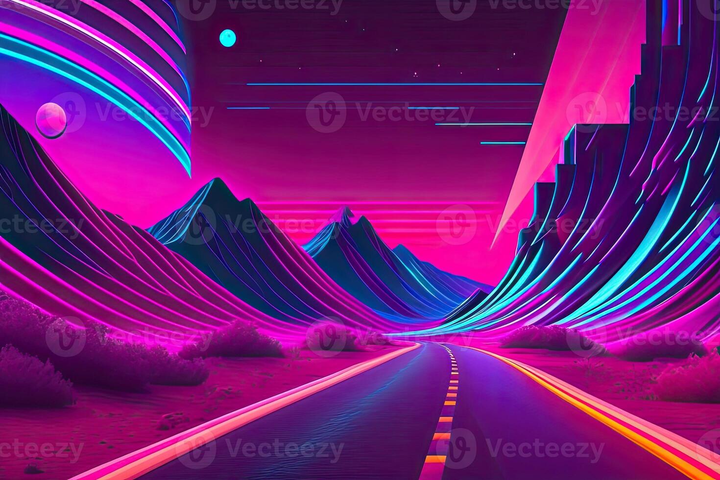 nuovo retrowave viola neon sfondo design arte generativo ai foto