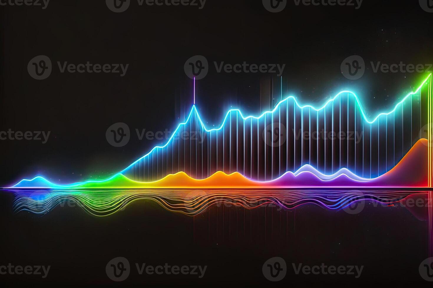 suono onda su nero sfondo nel neon leggero generativo ai foto