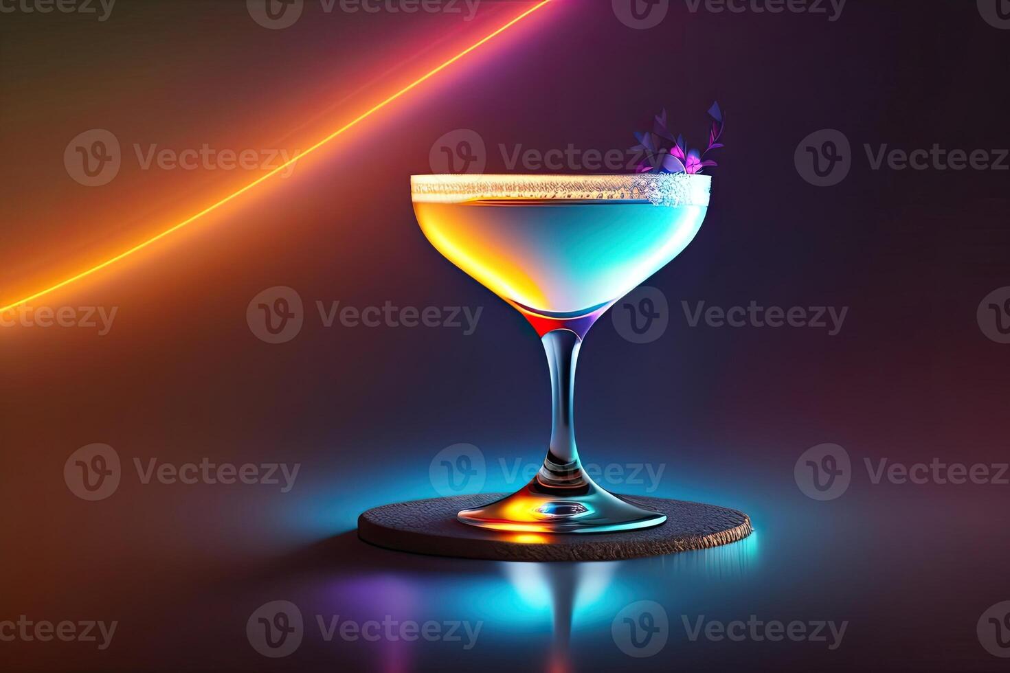 bicchiere di cocktail con raggiante generativo ai foto