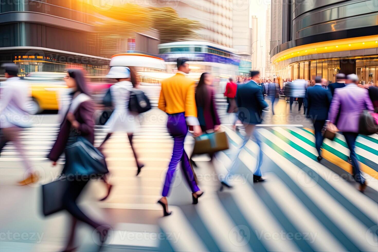 sfocato persone città traffico generativo ai foto