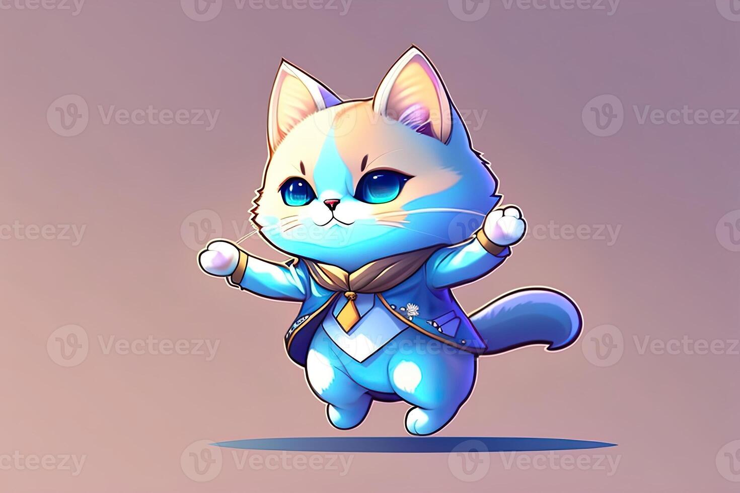 carino chibi cartone animato gatto danza foto