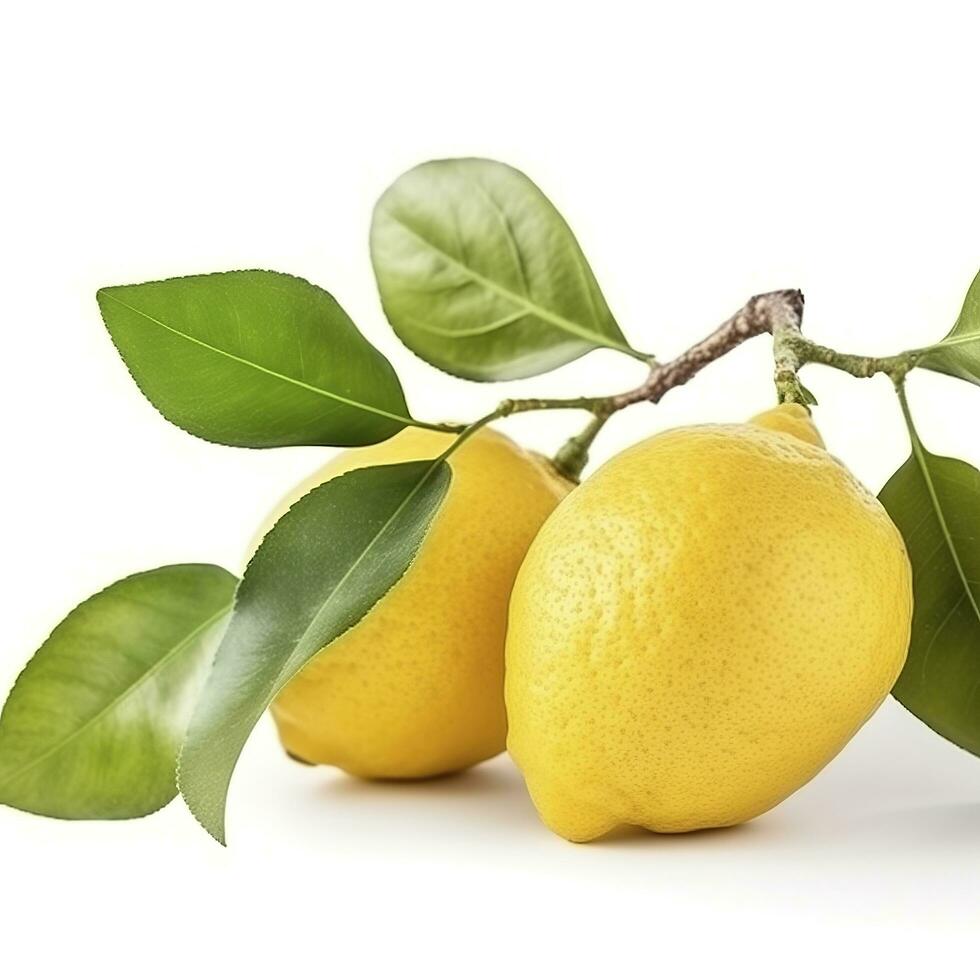 ramo di succoso limoni con le foglie isolato su bianca sfondo, creare ai foto