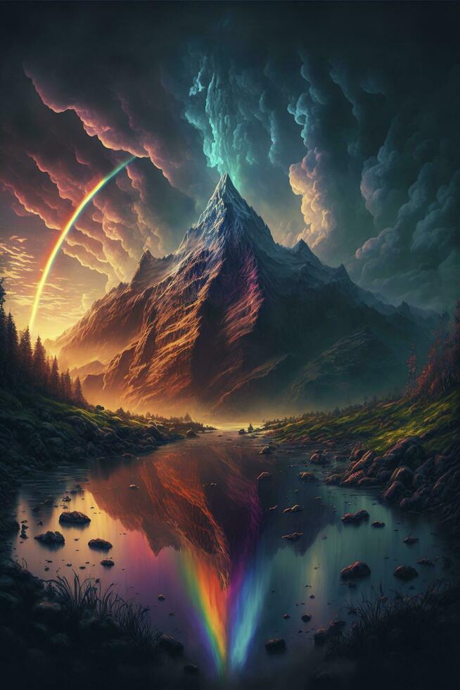 magico fantasia arcobaleno, realistico, max rive, dan mumford, silvana sarrailh, molto dettagliato, 4k, 8 mila, creare ai foto