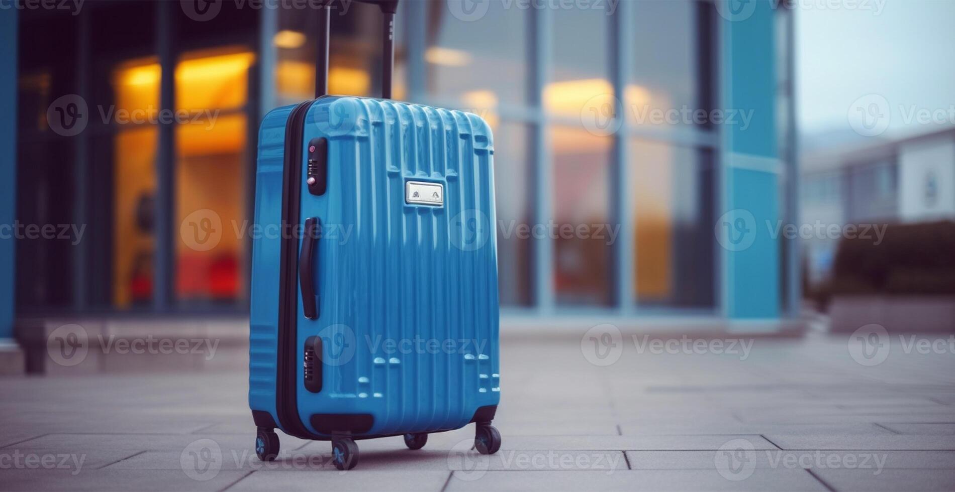 blu valigia, aeroporto bagaglio - ai generato Immagine foto