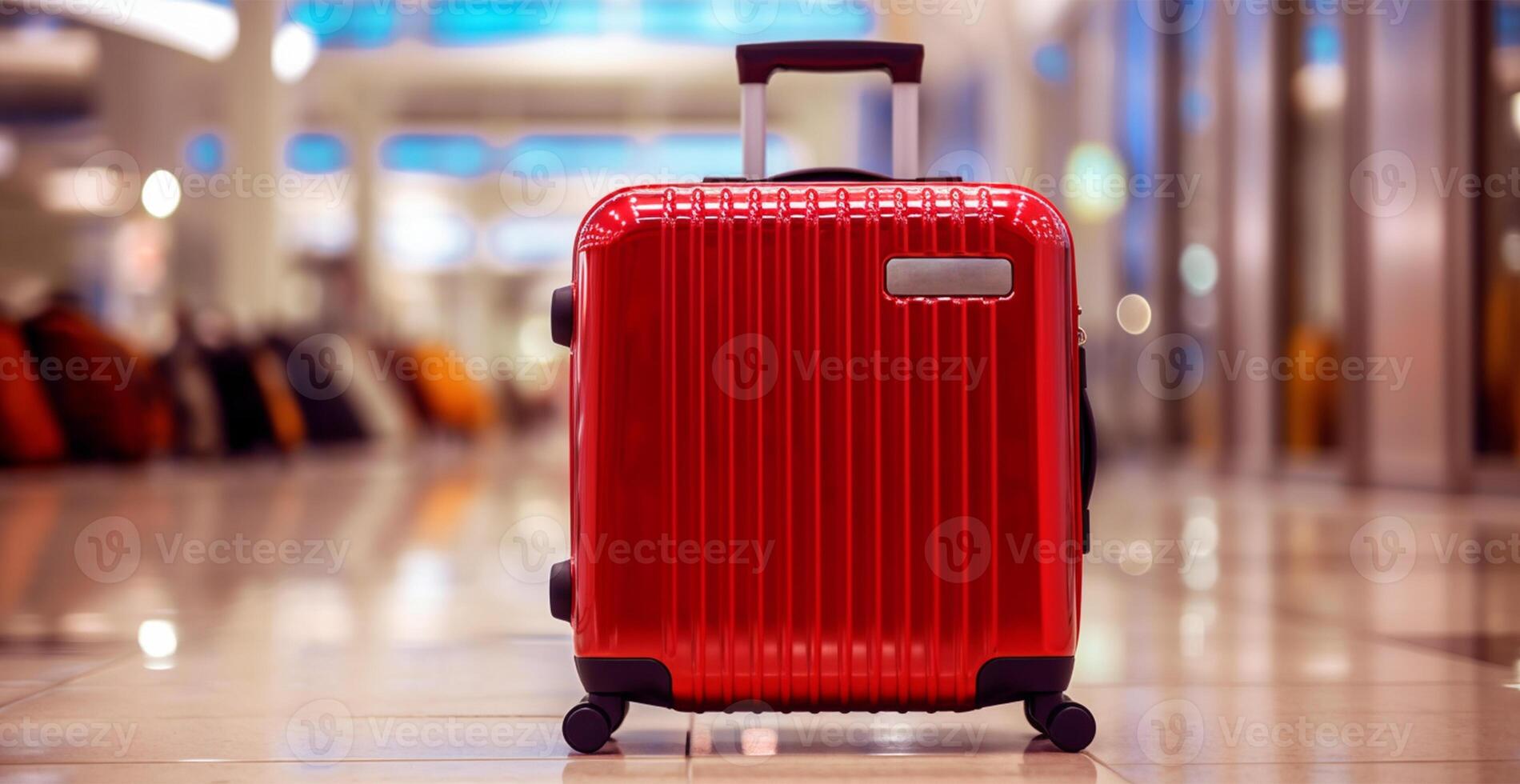 rosso valigia, bagaglio a il aeroporto - ai generato Immagine foto