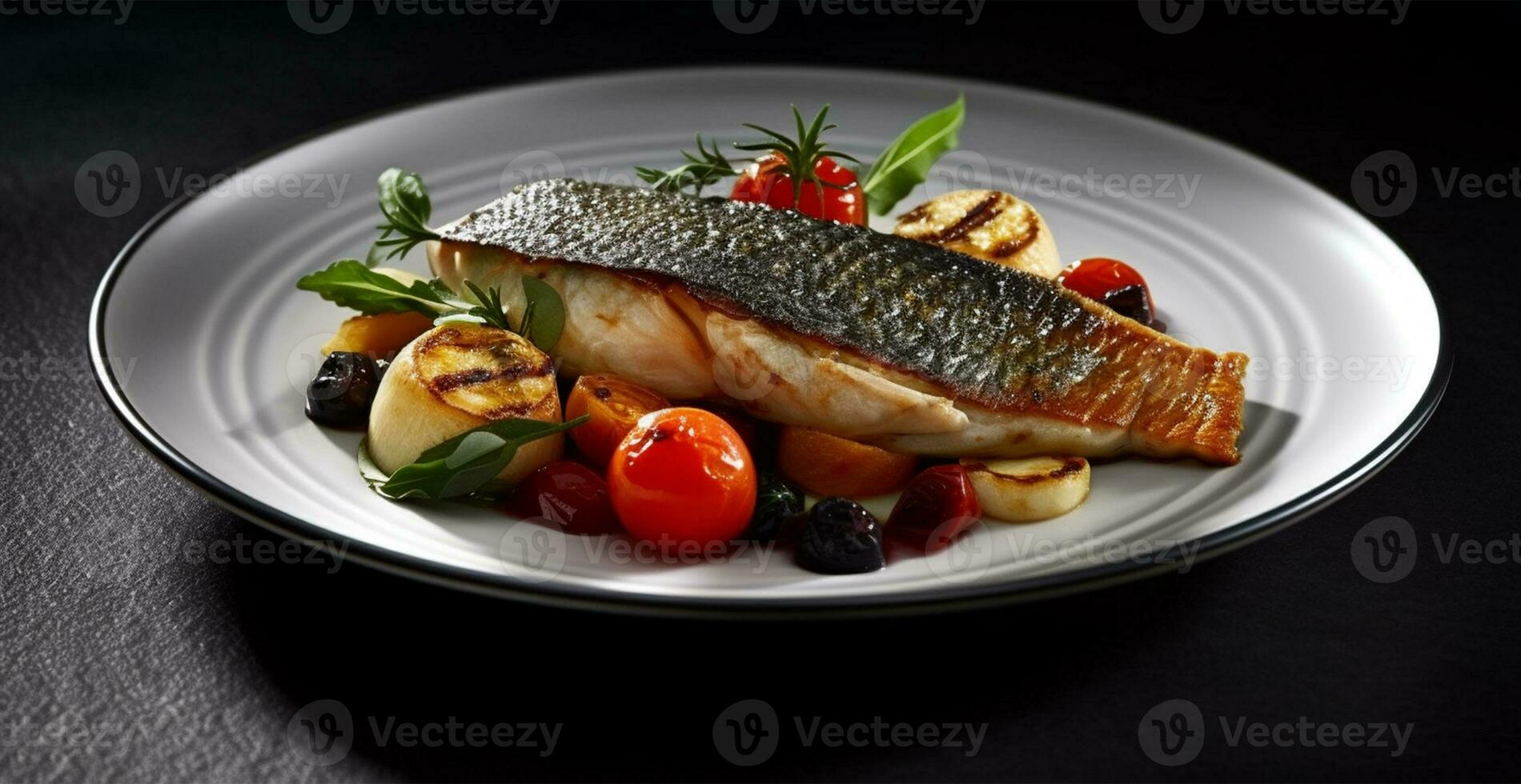 cucinato pesce con fresco verdure - ai generato Immagine foto