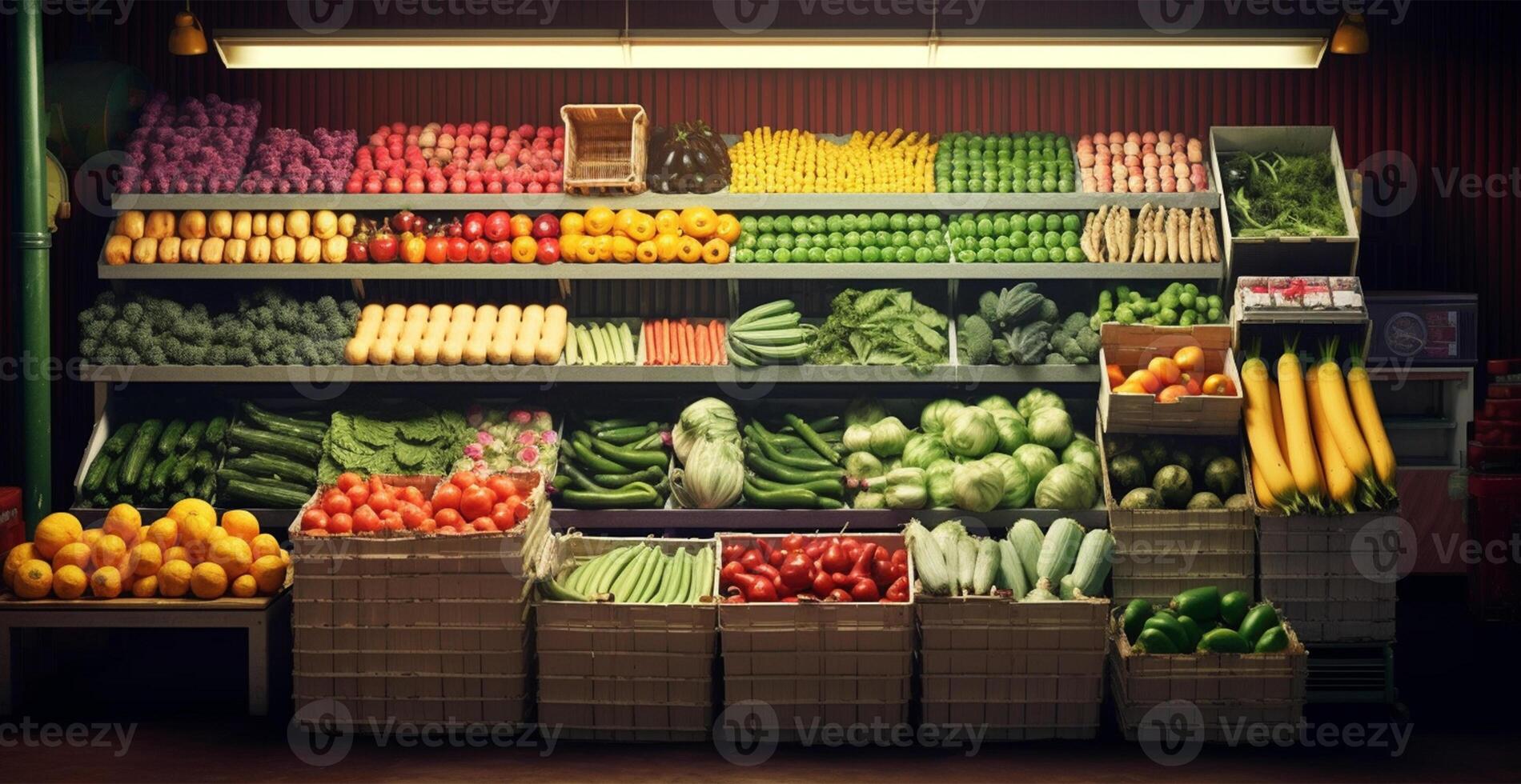 verdura agricoltori mercato stalla, colorato vario fresco biologico salutare verdure - ai generato Immagine foto