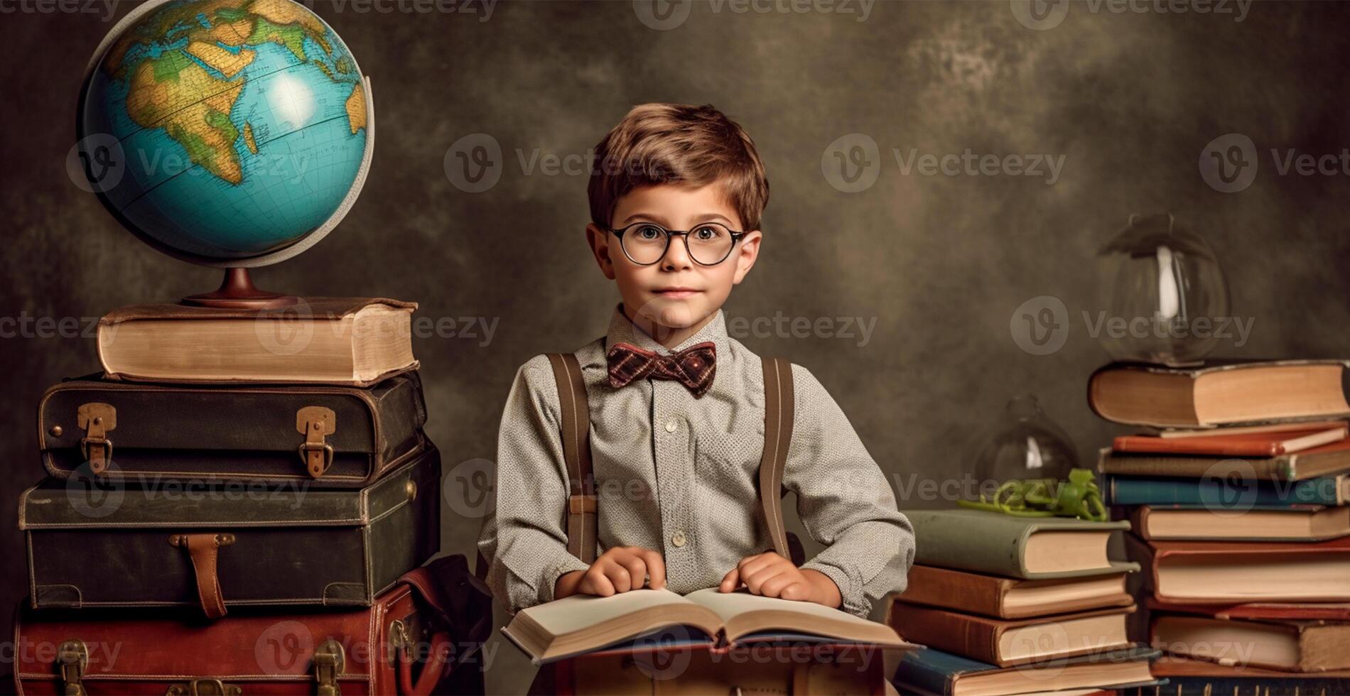 giovane scolaro apprendimento compiti a casa, indietro per scuola - ai generato Immagine foto