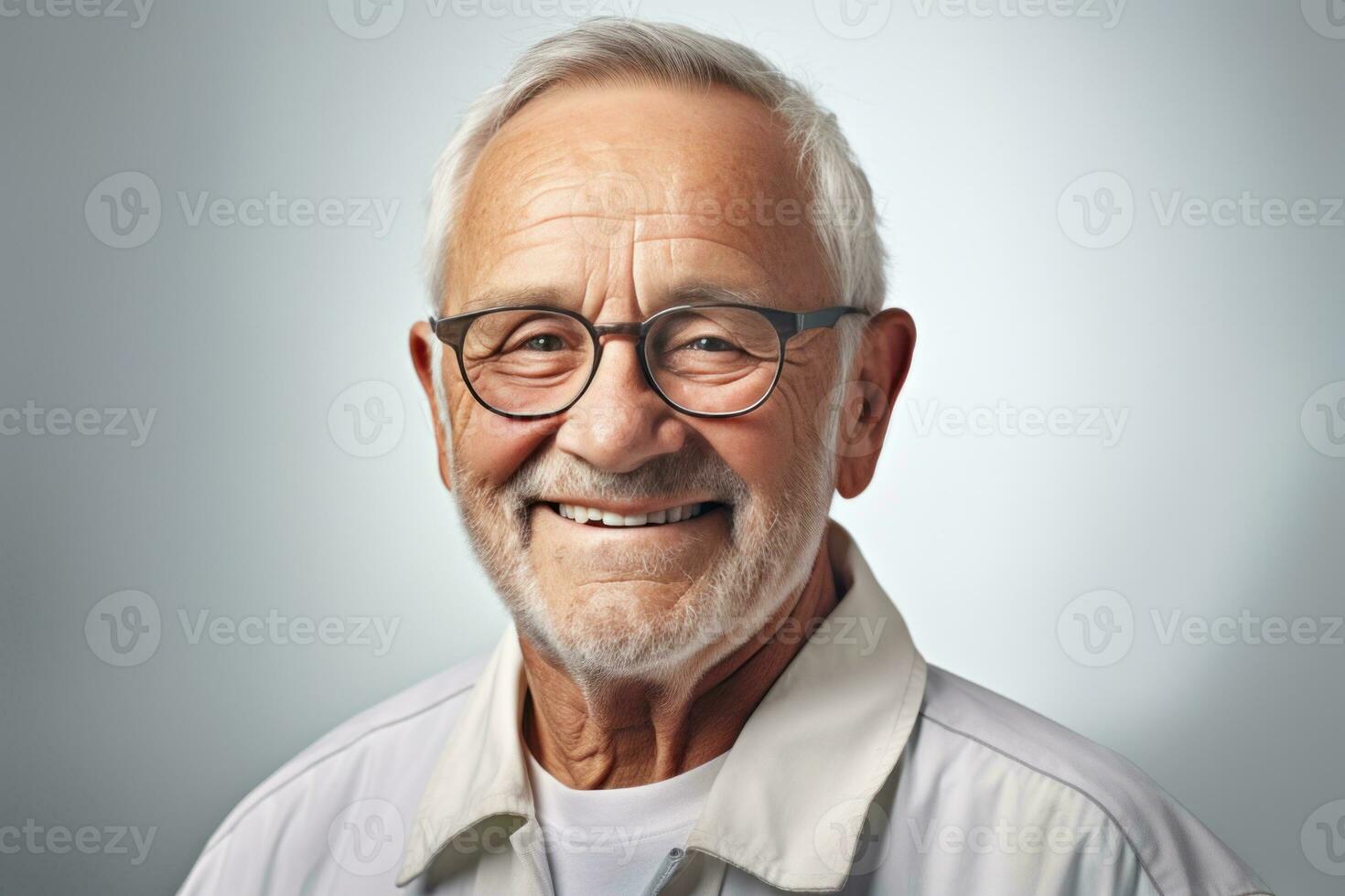 sorridente più vecchio uomo ritratto. illustrazione ai generativo foto