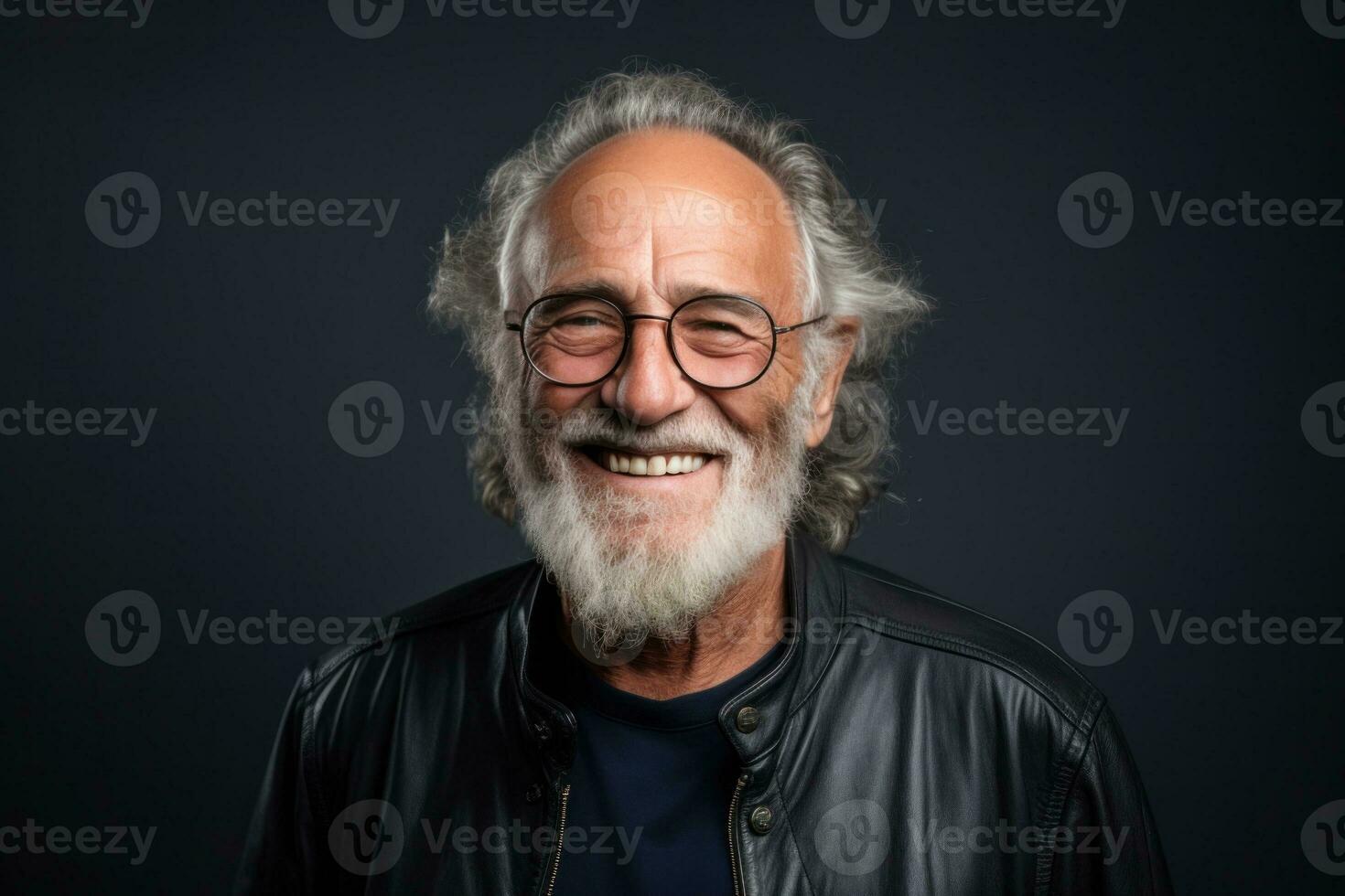 sorridente più vecchio uomo ritratto. illustrazione ai generativo foto