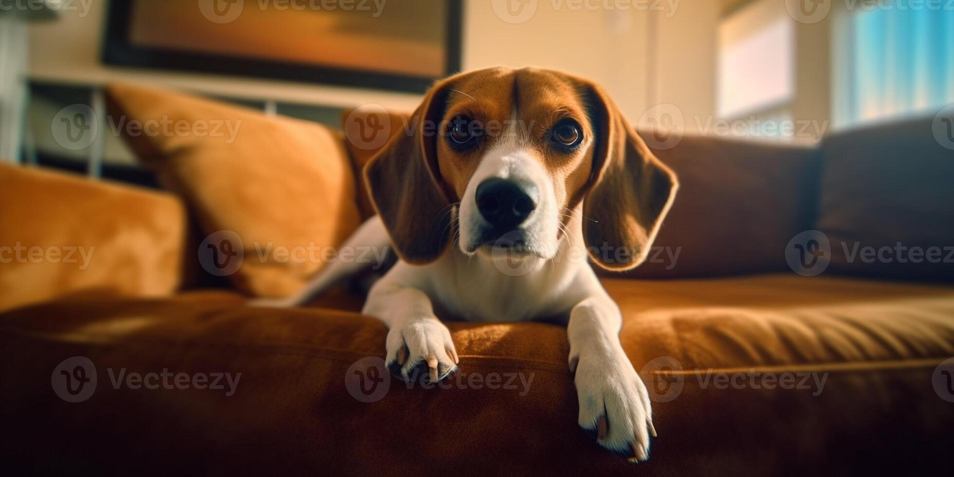 beagle dire bugie su divano - ai generativo foto