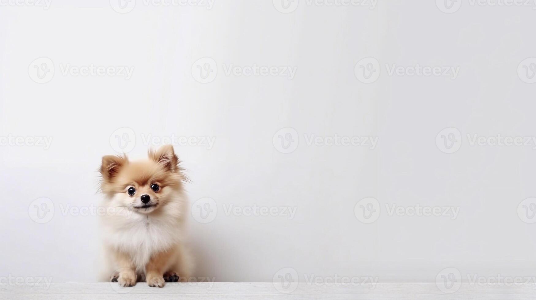 un' cucciolo quello è seduta giù con suo testa su su bianca sfondo - generativo ai foto