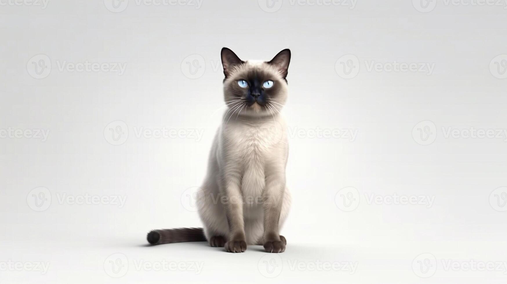 siamese gatto con blu occhi su bianca sfondo. copia spazio. generativo ai foto