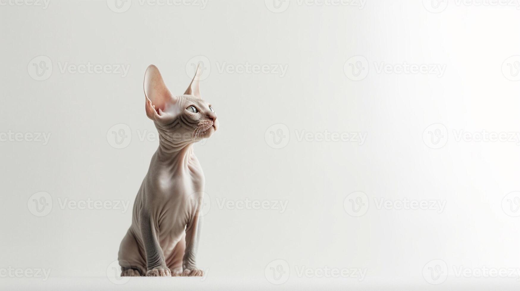 adorabile sphynx gatto su bianca sfondo con copia spazio. generativo ai foto