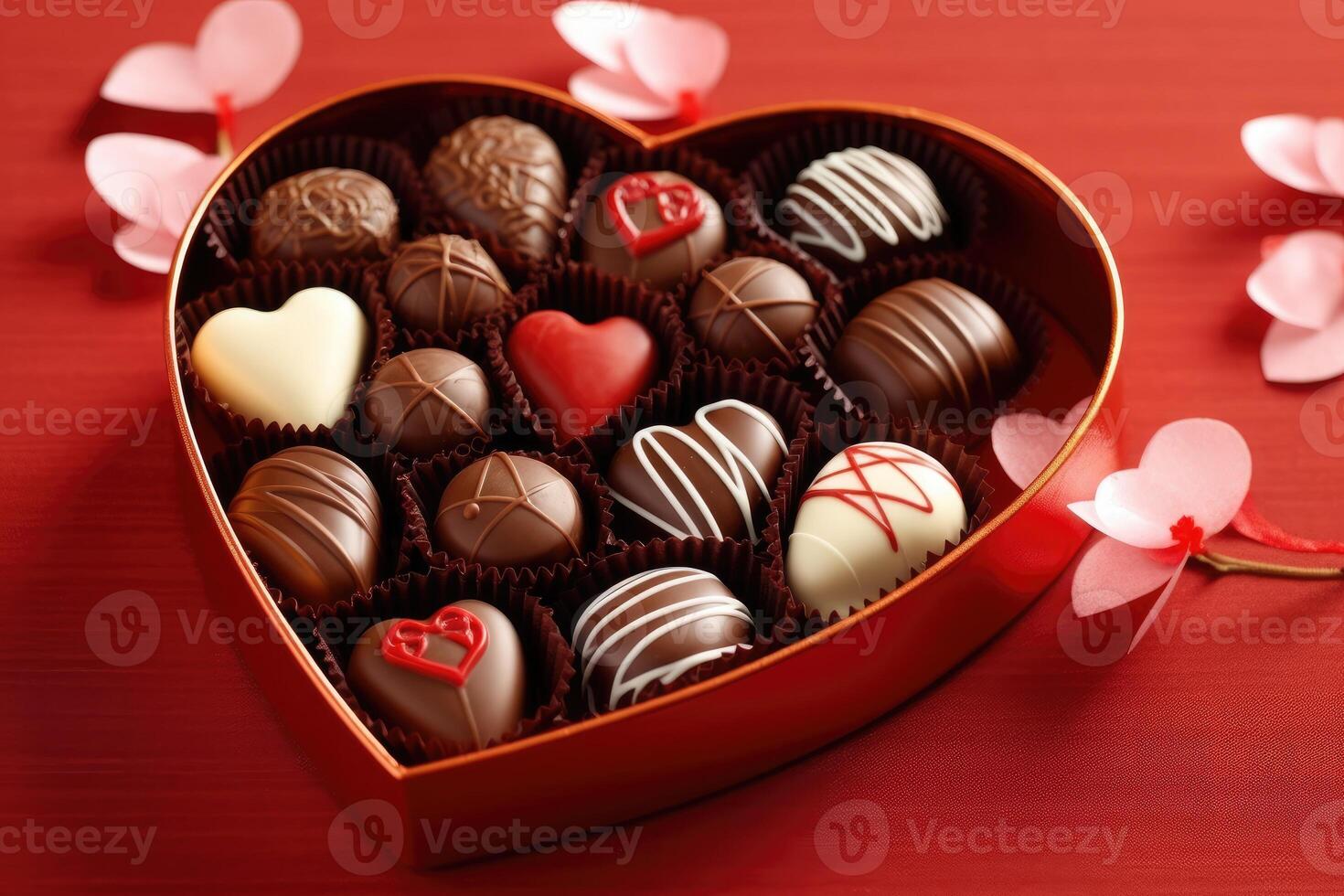 san valentino giorno cioccolatini nel cuore forma scatola, ai generativo  25534217 Stock Photo su Vecteezy