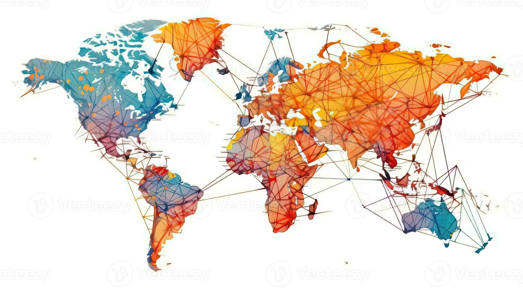 mondo carta geografica perno su un' carta geografica con itinerari sfondo. generativo ai. foto